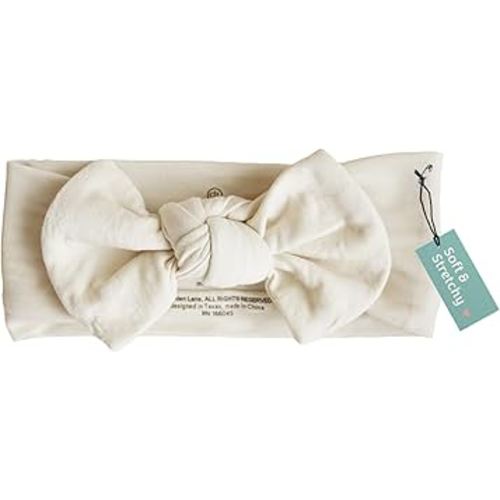 Caden Lane Baby Headwrap with Knotted Bow, Soft & Stretchy Bamboo Viscose, Comfortable Infant Hairband for Newborn & Toddler Girls, Ideal Gift for Baby Shower & Milestone Celebration, Oat Beige