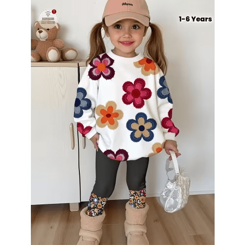2pcs set 1 6 year old baby girl casual cute floral print - Temu Canada