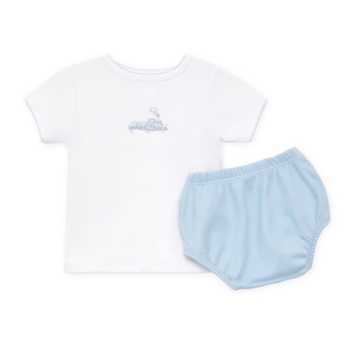 Choo Choo Train Hand-Embroidered Diaper Cover Set
