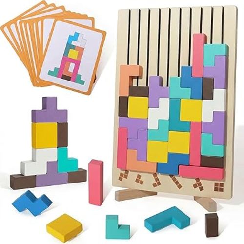 Wooden Stacking Puzzle Toy,Wooden Montessori Russian Blocks Puzzle -3D Stacking Toy for 3-6 Year,Educational Gifts for Boys and Girls.