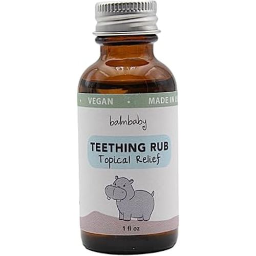 Balm Baby Teething Oil Rub - Natural Baby Teething Relief Aid with Chamomile & Clove - Vegan, Non-GMO, Gentle & Effective - 1 oz Glass Bottle (Bottle w/Cap)