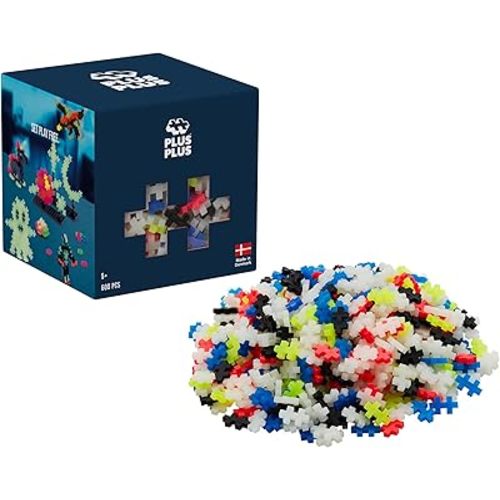 Plus-Plus - Glow Colour Mix - 600 Pieces - Building Blocks, Building, Developing Toys for Kids, STEM, STEAM, Produced in Denmark