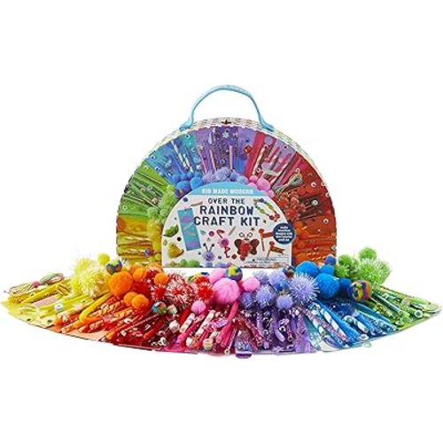 Kid Made Modern Rainbow Craft Kit - Bulk Arts & Crafts Supplies and Materials for Kids - 300+ Pieces DIY Art Box Case for Creative Projects (Ages 6+)