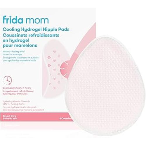 Frida Mom Cooling Hydrogel Nipple Pads, Nursing Pads for Hydration and Soothing Sore Nipples, Breastfeeding Essentials, 8ct