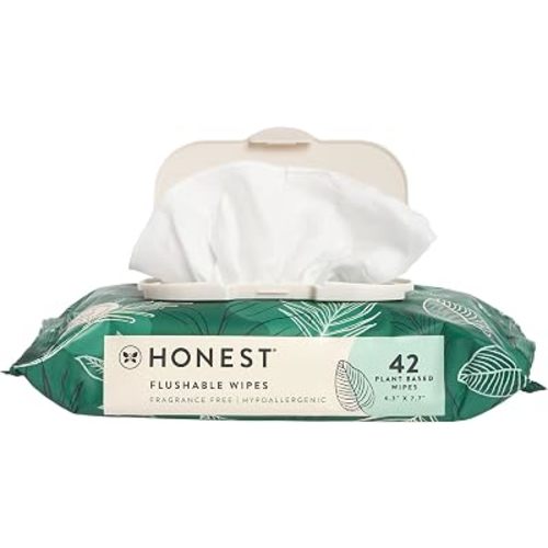 The Honest Company Flushable Wipes, Hypoallergenic, Tropical Leaves, 42ct