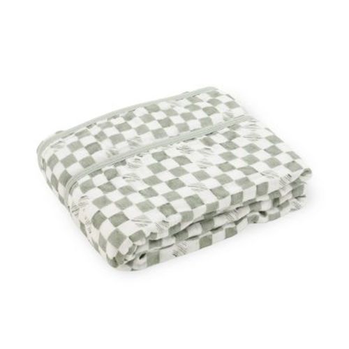 Little Unicorn Organic Cotton Muslin Baby Blanket - Green Checker
