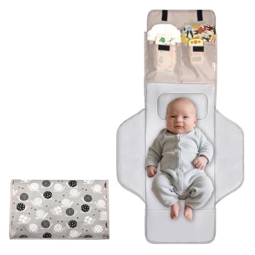 31" X 24.2" Extra Long Large Lightweight Toddler Diaper Changing Pad Travel, Cute Design 1-36 Month Infant Foldable Baby Changing Mat Wipeable, Changing Pad Portable for Station, Car, Stroller