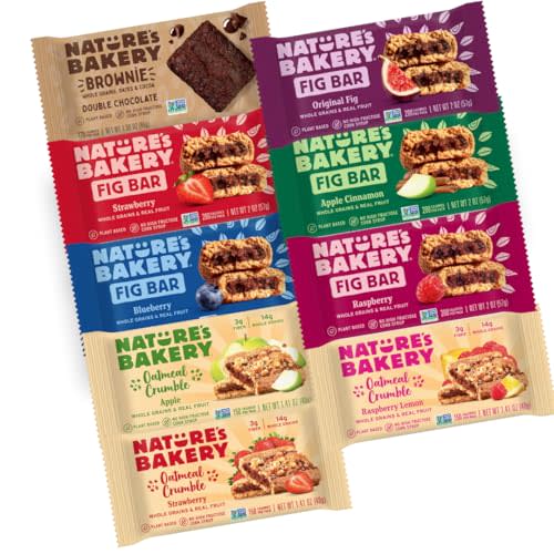 Nature’s Bakery Fig Bars Variety Pack, 36 Count – Strawberry, Blueberry, Raspberry, Original Fig, Peach Apricot, , Oameal Crumble Flavors: Apple, Strawberry, Raspberry Lemon & Double Chocolate Brownie | Whole Grain, Vegan Snack Packs