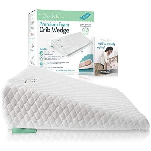 Cher Bébé Crib Wedge for Baby Reflux | High Incline Crib Pillow | Cotton & Waterproof Covers | Baby Wedge Pillow for Under The Mattress | Infant Crib Accessories and Sleep Solution...