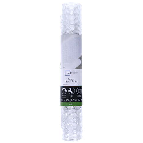 Mainstays Oval Bubble Bath Vinyl Tub Mat, Clear, 16" x 27"