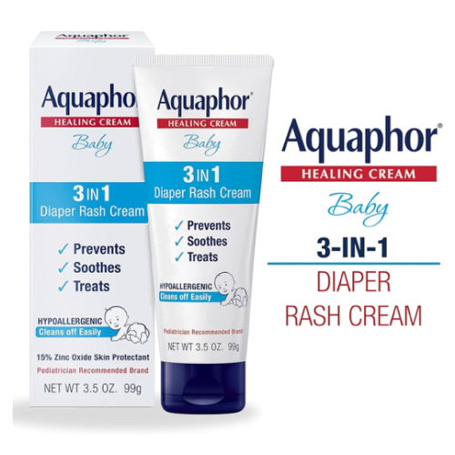 Aquaphor Baby Diaper Rash Cream, 3-in-1 Diaper Rash Relief, 3.5 Oz Tube, (Pack of 3)