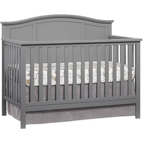 Pemberly Row 4-in-1 Convertible Wood Crib, Dove Gray Finish, Full Panel Headboard, Greenguard Gold Certified, 45.38 x 56.25 x 30.38 in, Nursery Toddler Bed, Daybed, Full-Size Bed