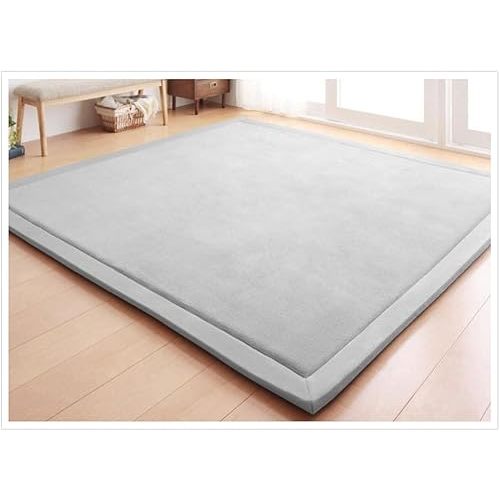 Loartee Nursery Rug Coral Velvet Crawling Rugs Area Rug Play Mat(4'9"x4'9", Gray) for Toddler Children Play Yoga Exercise Pads Carpet