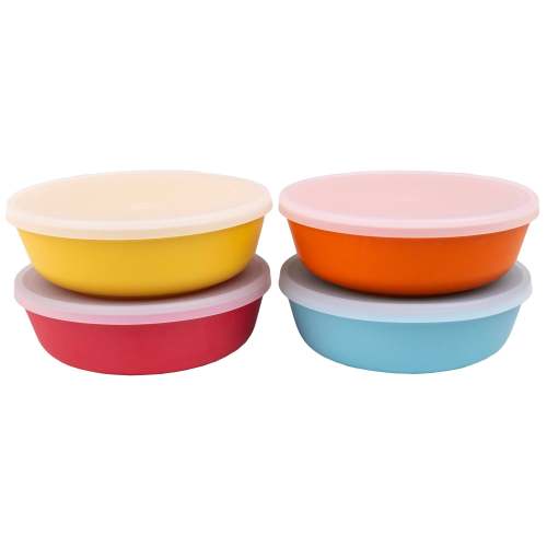 WeeSprout | Bamboo Bowls with Silicone Lids Lightweight and Durable | Set of 4 | 15 oz