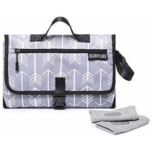 ELENTURE Diaper Changing Pad, Baby Infant Portable Travel Changing Station Mat Bag with Kneecap (White Arrowhead)