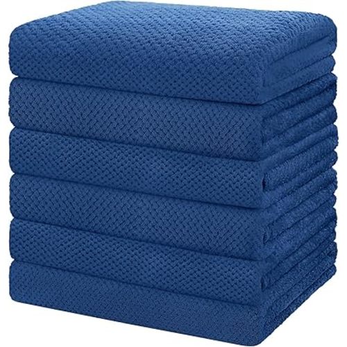 HOMEXCEL 6 Pack Bath Towel Set, (24 x 48 Inches) Microfiber Ultra Soft Highly Absorbent Bath Towels, Lightweight and Quick Drying Towels for Hotel, Bathroom, Spa and Beauty Parlor, Blue