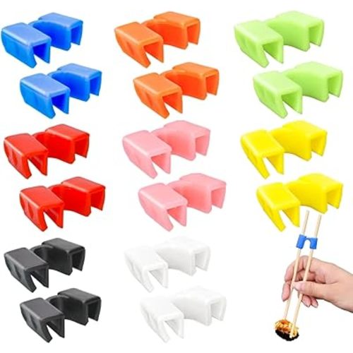 AccEncyc Reusable Chopstick Helpers Training Hinges Connector Multicolor Training Chopstick for Adults, Beginner, Trainers or Learner (16 Pairs)