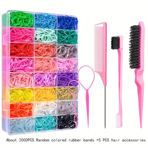 2000 elastic hair rubber bands 24 colors headbands elastic - Temu