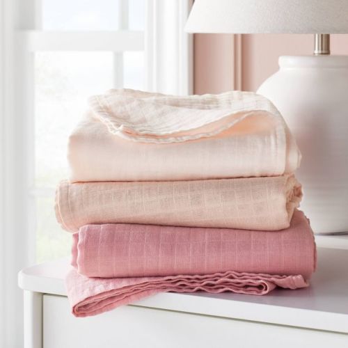 Muslin Swaddle Baby Blanket - Pink Solids - 3pk - Cloud Island™: Cotton, 47" x 47", 180 Thread Count