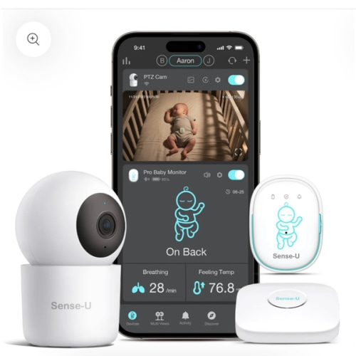 Baby Monitor Pro: Tracks Abdominal Movement, Rollover, Temperature – Sense-U