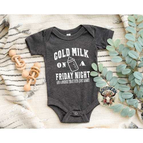 Cold Milk On A Friday Night, Gender neutral outfit, country music shirt, funny baby bodysuit, Cute baby bodysuit, Baby shower gift