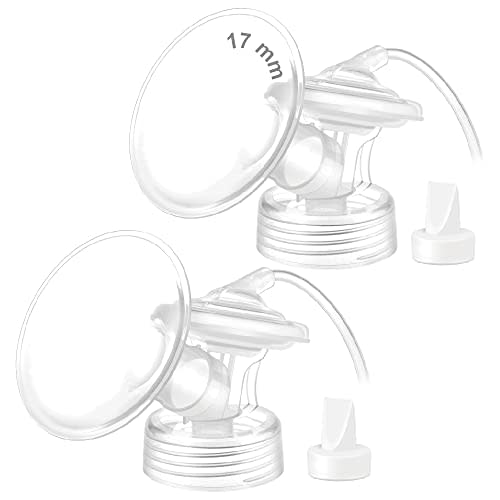 Maymom Pump Parts Compatible with Lansinoh Breastpump,Flange, Wide-Mouth Connector,Valve, Tubing and Backflow Protector, Not Original Lansinoh Accessories. (Flange 17mm Classic)