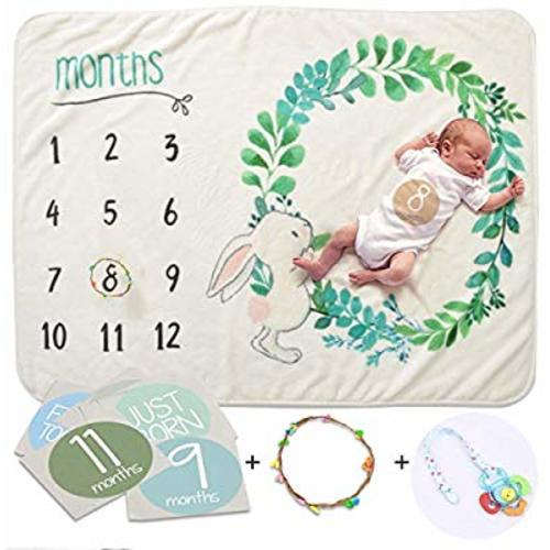 Blankie Baby Monthly Milestone Blanket For Newborn Infants | Baby Photo Backdrop To Mark Age & Growth Monthly | Baby Photo Props | Unisex Swaddling Blanket For Baby Pictures | Unique Baby Shower Gift