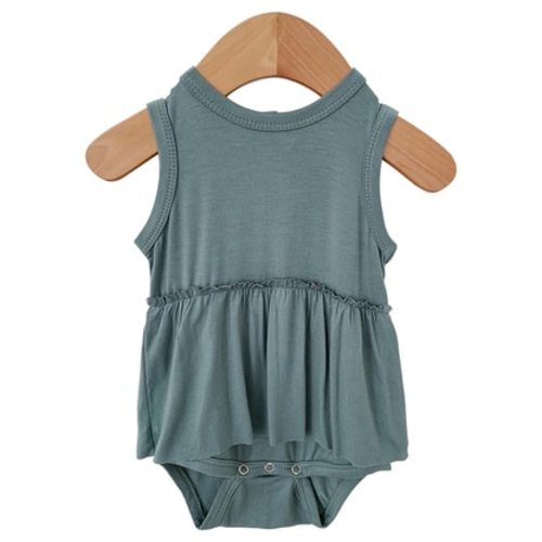 Sleeveless Skirted Bodysuit, Seabreeze, Size: Newborn