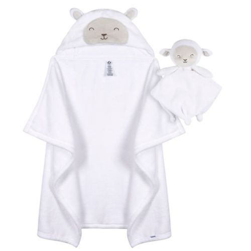 Gerber Baby Hooded Wearable Blanket & Security Blanket Set, Lamb, 2-Pack