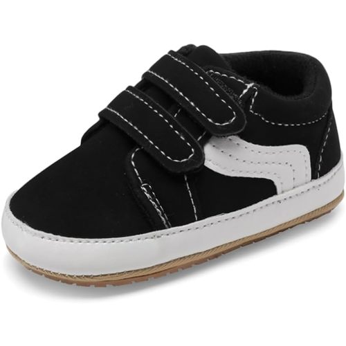 Clowora Unsex Baby Boys Girls Canvas First Walkers Shoes,Newborn Infant Non Slip Soft Sole Crib Casual Sneaker