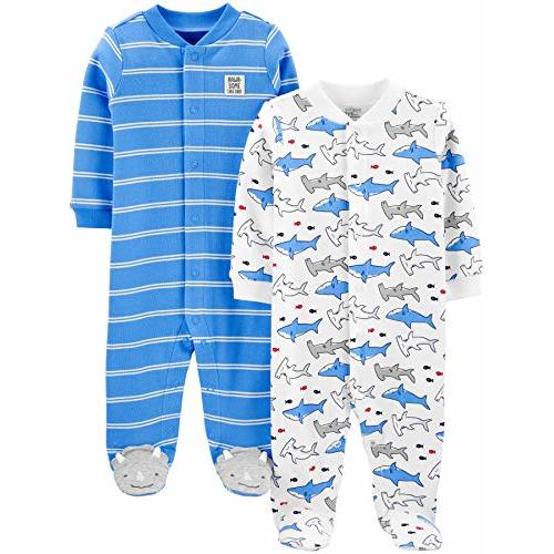 Simple Joys by Carter's baby-boys 2-way Zip Thermal Footed Sleep and Play, Pack of 2