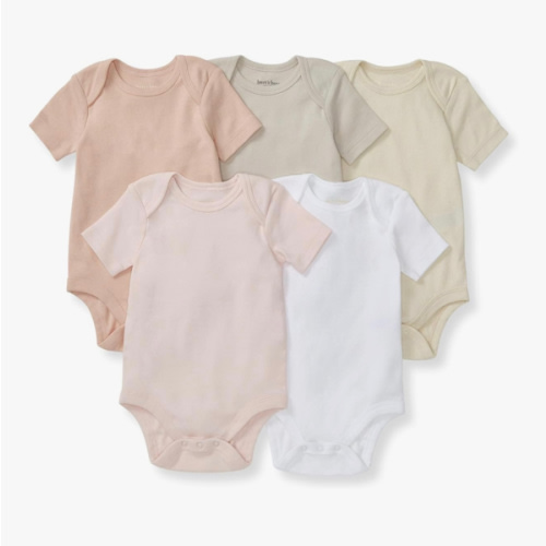 Burt's Bees Baby Bodysuits, Short Sleeve and Long Sleeve One-Pieces, 100% Organic Cotton, Pack of 5