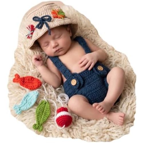 Baby Photography Props Newborn Crochet Outfits Knitted Fisherman Set