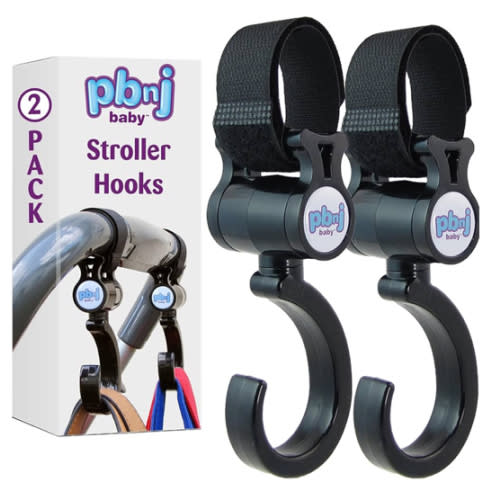 PBnJ baby Stroller Hooks 2 Pack Organizer Clip Travel Purse Shopping Diaper Bags