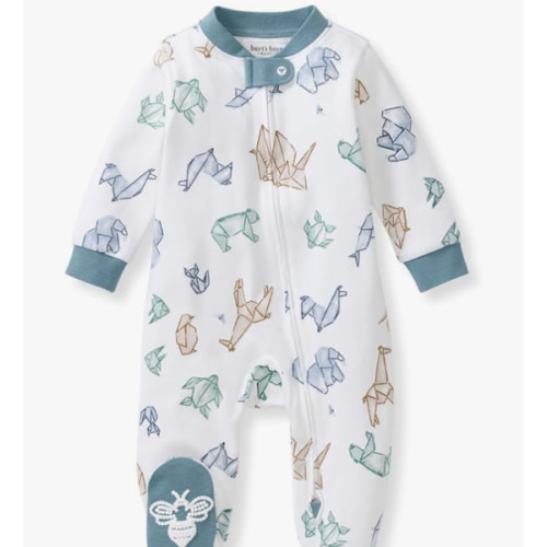 Burt's Bees Baby Boys Sleep and Play PJs, 100% Organic Cotton One-Piece Zip Front Romper Jumpsuit Pajamas