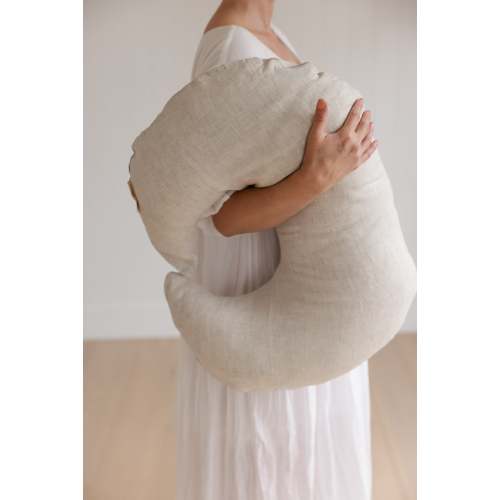 Nursing Pillow & Cover- Moon Shape- Oat Natural – Linen Label