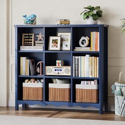ONBRILL 9 Cube Bookcase, Bookshelf and Toy Storage Organizer for Kids Rooms