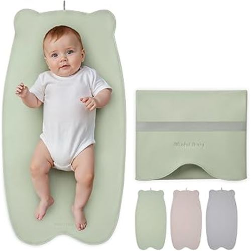 Blissful Diary Vegan Leather Portable Changing Pad, Wipeable & Waterproof Baby Change Mat in Diaper Bag, Travel Essential & Registry Gift, Light Green
