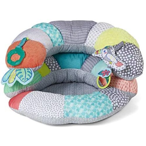 Infantino 2-in-1 Tummy Time & Seated Support - Pillow Support for Newborns and Older Babies, with Detachable Support Pillow and Toys, for Development of Strong Head and Neck Muscles