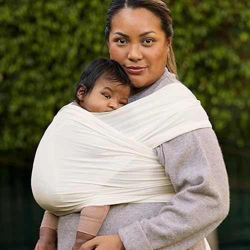 Ergobaby Sustainable Knit Aura Baby Carrier Wrap for Newborn to Toddler (3-11 kg), Cream