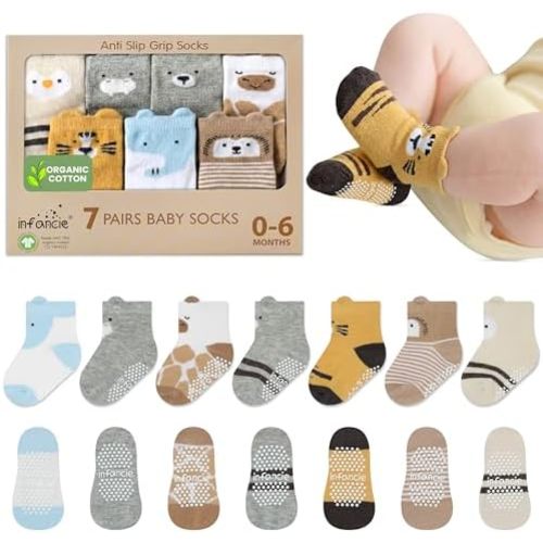 Organic Cotton Baby Socks 0-6 Months Soft for Infants Breathable, Newborn Socks Girls boys Animal Design