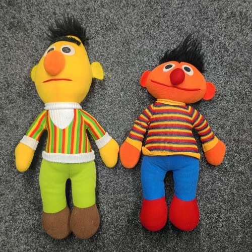 Bert and Ernie Sesame Street Vintage Plush Pair 12in
