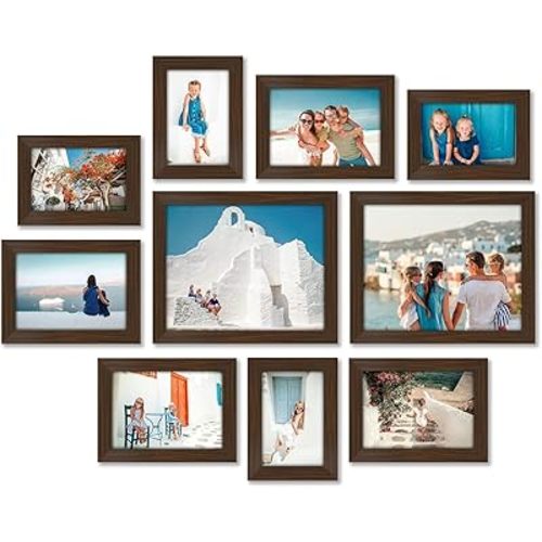 Americanflat Set of 10 Picture Frames with Shatter-Resistant Glass - Gallery Wall Frame Set with Two 8x10, Four 5x7 and Four 4x6 Frames - Signature Collection - Walnut