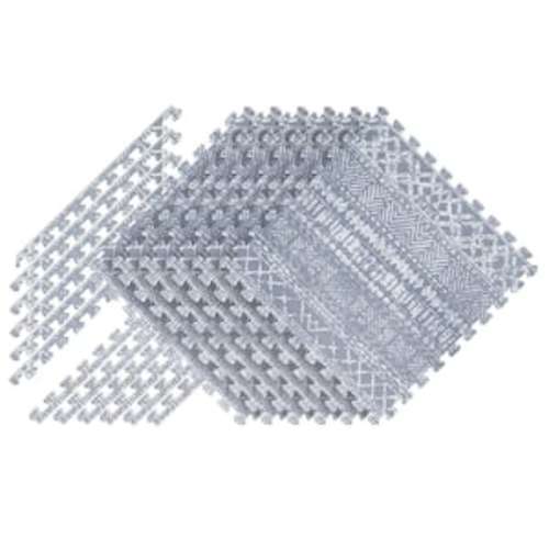 Bohemian Reversible Interlocking Foam Gray 24.8 in. x 24.8 in. x 0.47 in. Floor Tiles (6 pack) (24 sq. ft.)