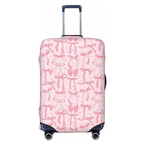 Travel Luggage Cover Pink Bows 2, High Elasticity Washable Travel Baggage Protector Case Fits 28-32 in