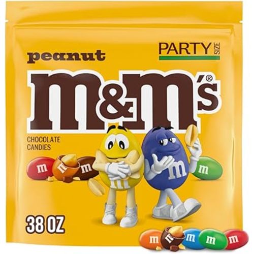 M&M'S Peanut Milk Chocolate Candy Bulk Pack, Party Size, 38 oz Bag