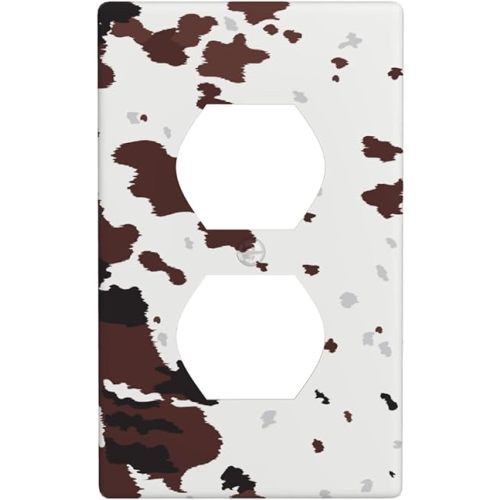 Western Brown Cow Print Outlet Wall Plate, Decorative Duplex Electrical Cover for Home Decor