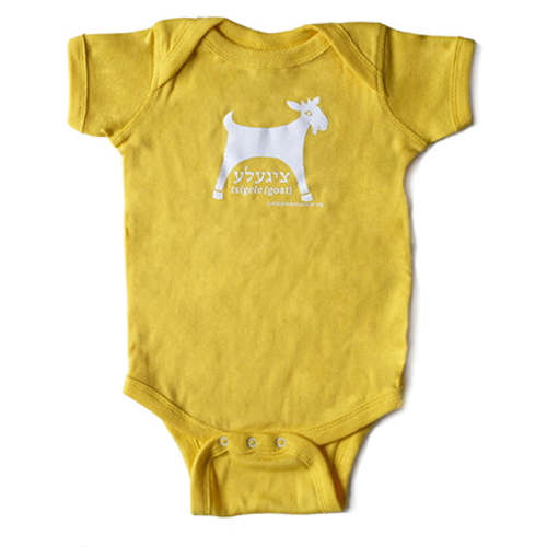 Yiddish Yellow Onesie with Goat Logo