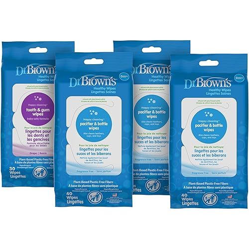 Dr. Brown's Bottle, Pacifier and Tooth Wipes, 40 Count, 30 Count, 3 Pack