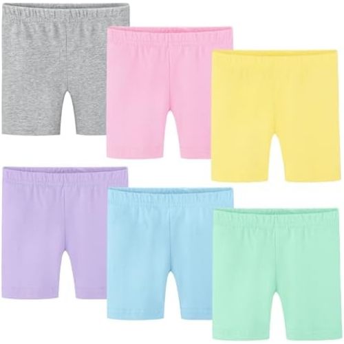 Poroka 6 Pack Baby and Toddler Girls Bike Shorts Soft Girls Summer Dancewear Shorts Solid Tumbling Safety Short for Kids